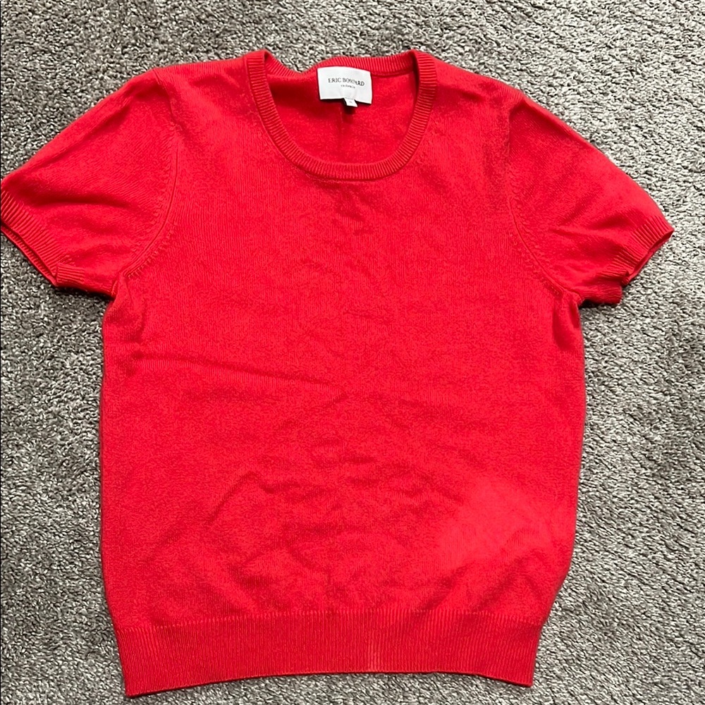 Luxe Round Red/Pink Short Sleeve Sweater
